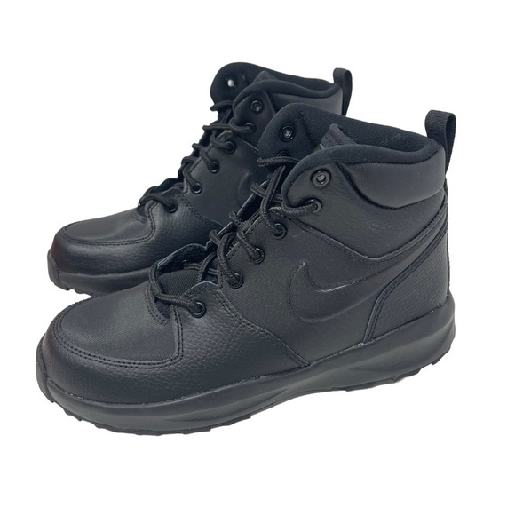 Nike boys Size 3 Manoa Leather Boots Triple Black Style BQ5373-001 NWT - Picture 6 of 8